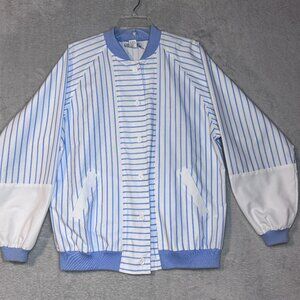 Bay Club Vintage 80s Women's Button Up Jacket Size Large USA Blue White Stripes
